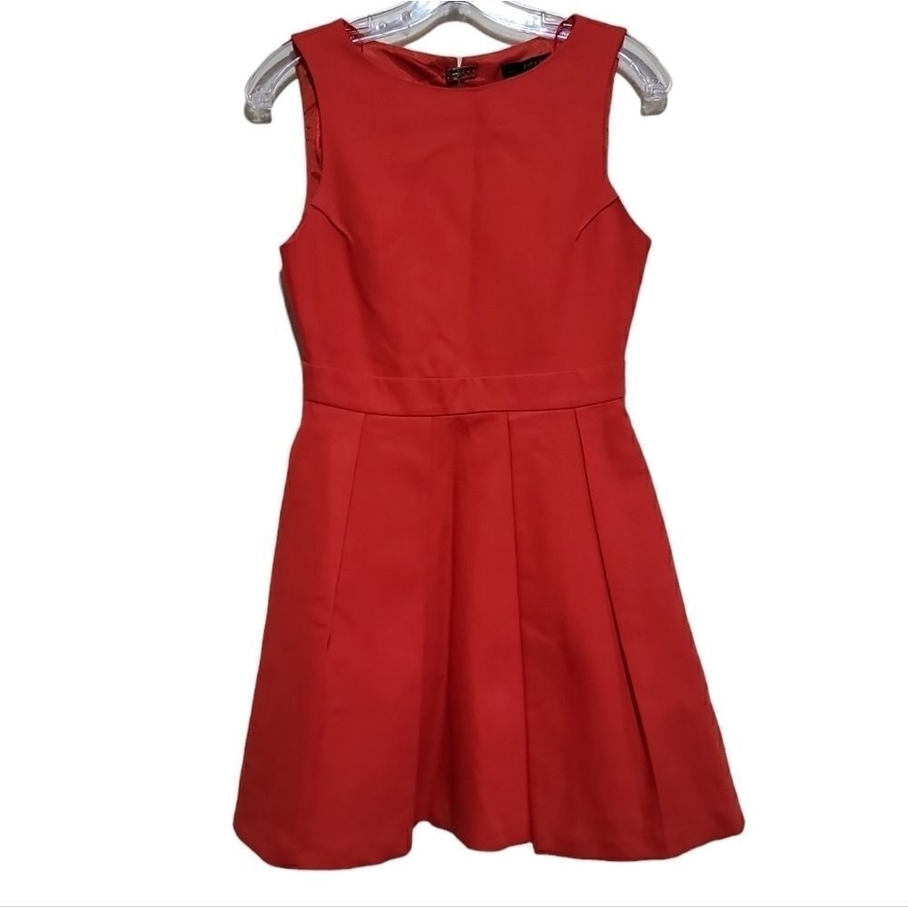 Zara Women's Orange Sleeveless Open Back Fit and Flare Sleeveless Dress Sz Small